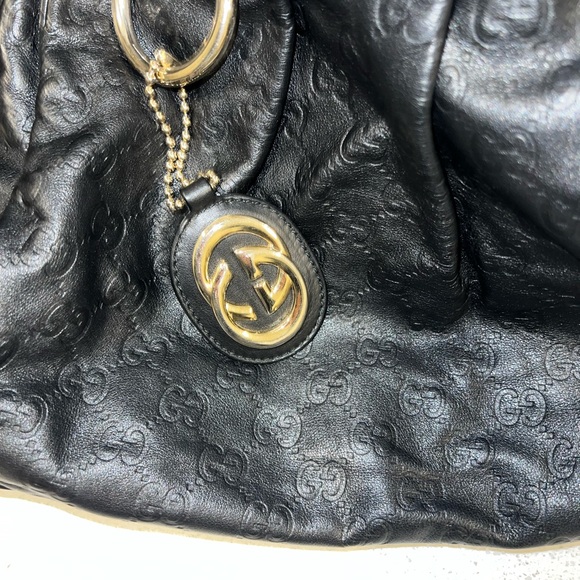 Authentic Gucci Black Guccissima Leather Sukey Hobo - Picture 9 of 11